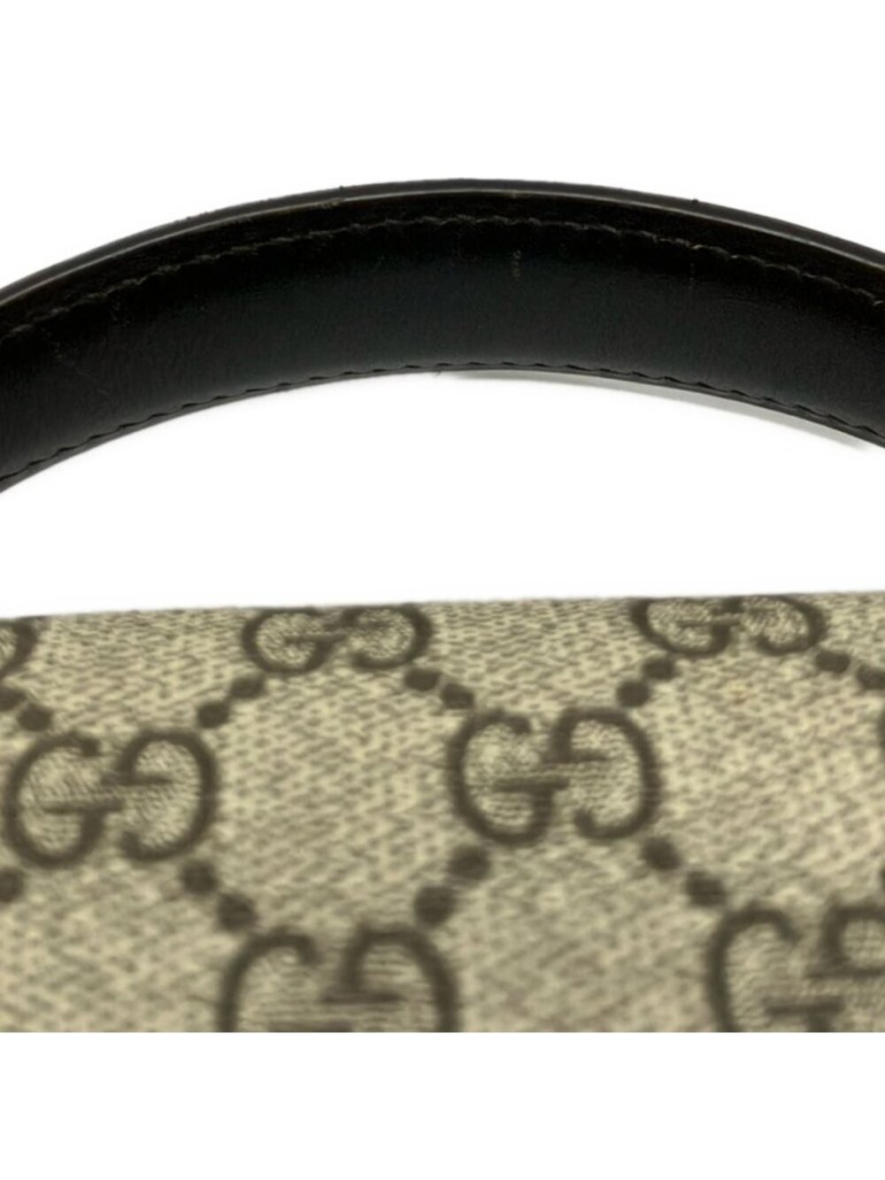 Gucci Handbag GG Plus Supreme Beige Dark Brown Leather - Picture 9 of 10
